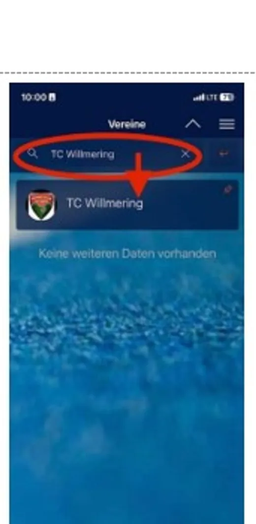 Court4u-App: Suche nach TC Willmering